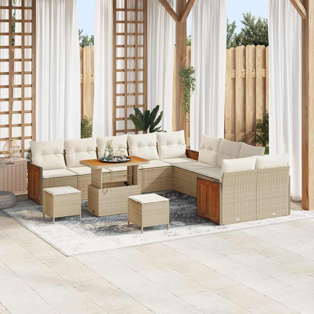 Set Divano da Giardino 17 pcs Beige e Crema polyrattan | homemem39