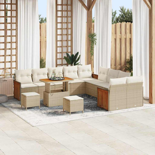 Set Divano da Giardino 17 pcs Beige e Crema polyrattan