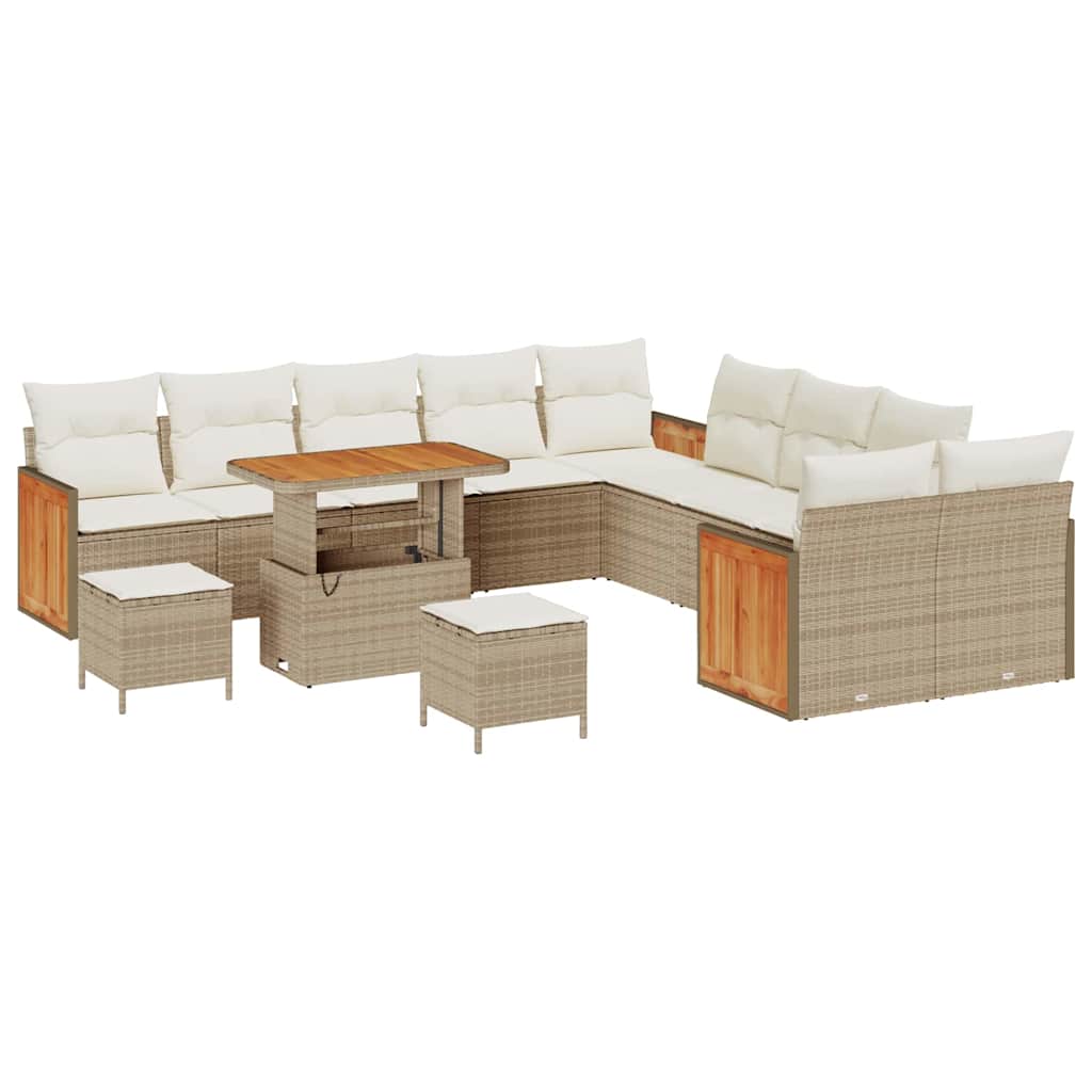 Set Divano da Giardino 17 pcs Beige e Crema polyrattan | homemem39