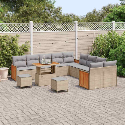 Set Divano da Giardino 17 pcs Beige e Grigio Chiaro polyrattan | homemem39