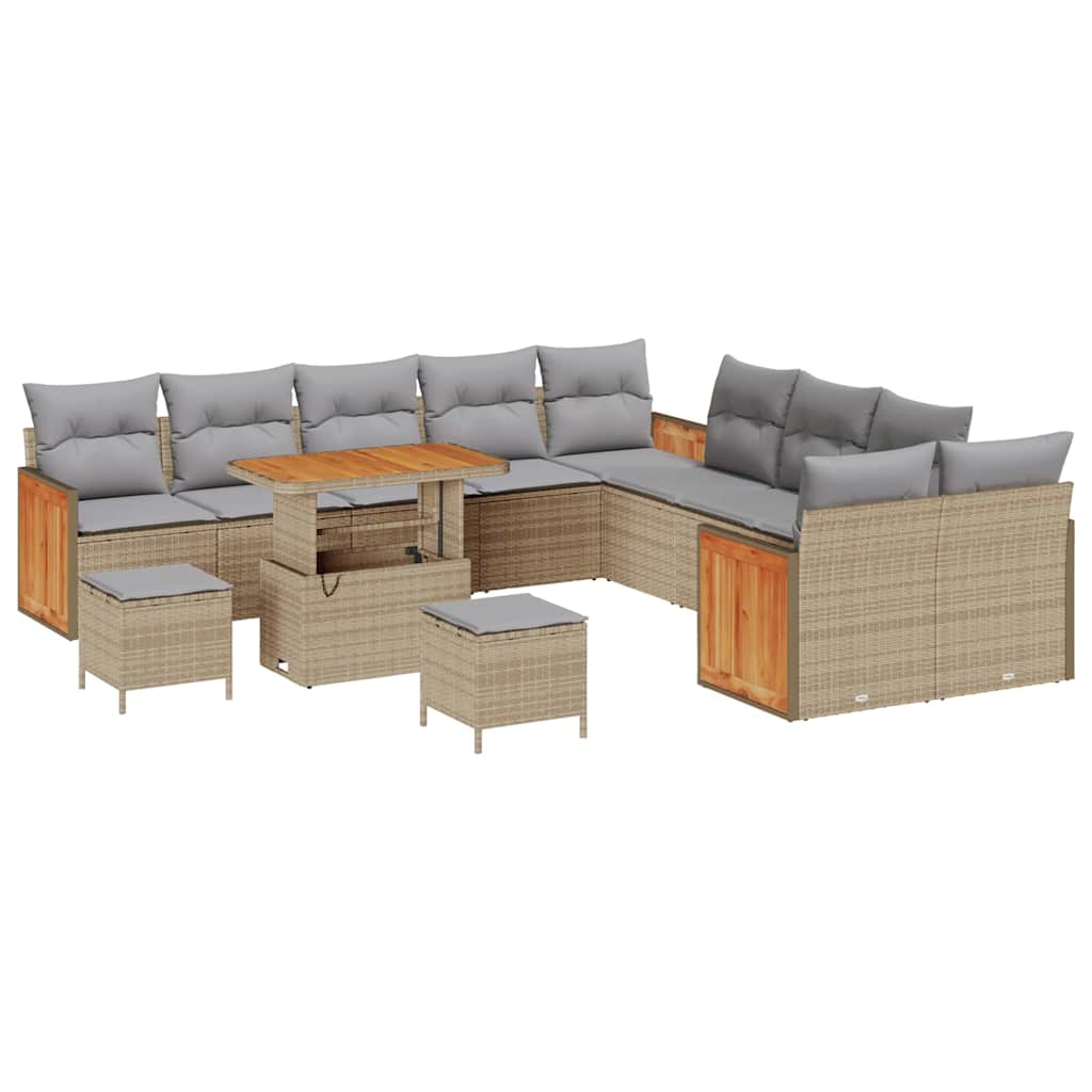 Set Divano da Giardino 17 pcs Beige e Grigio Chiaro polyrattan | homemem39