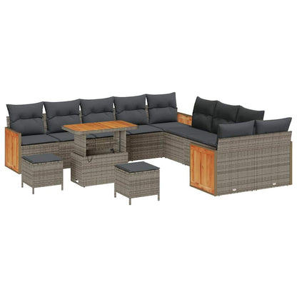Set Divano da Giardino con cuscino 13 pcs Grigio polyrattan | homemem39