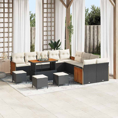 Set Divano da Giardino 18 pcs Nero e Crema polyrattan | homemem39
