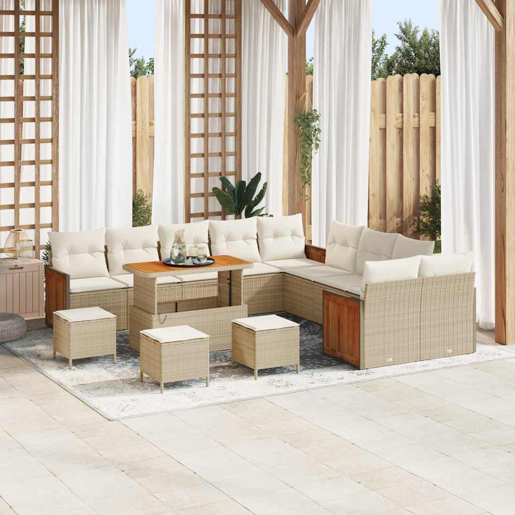 Set Divano da Giardino 18 pcs Beige e Crema polyrattan | homemem39