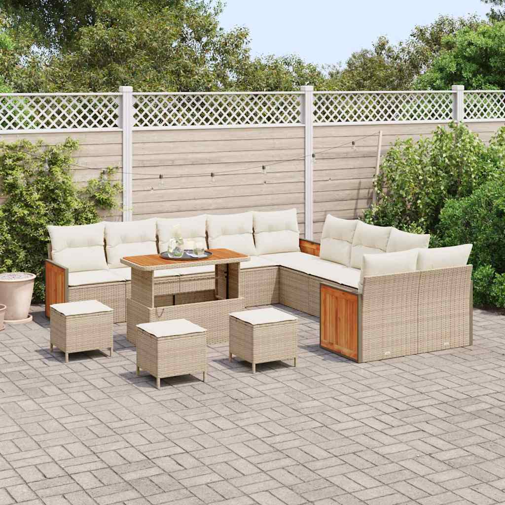 Set Divano da Giardino 18 pcs Beige e Crema polyrattan | homemem39