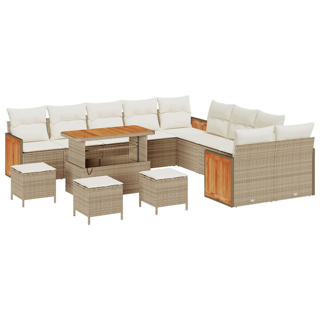 Set Divano da Giardino 18 pcs Beige e Crema polyrattan | homemem39