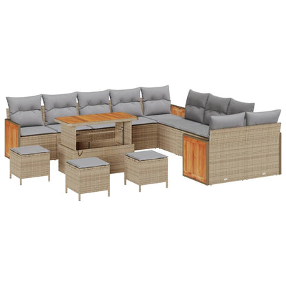 Set Divano da Giardino 18 pcs Beige e Grigio Chiaro polyrattan | homemem39