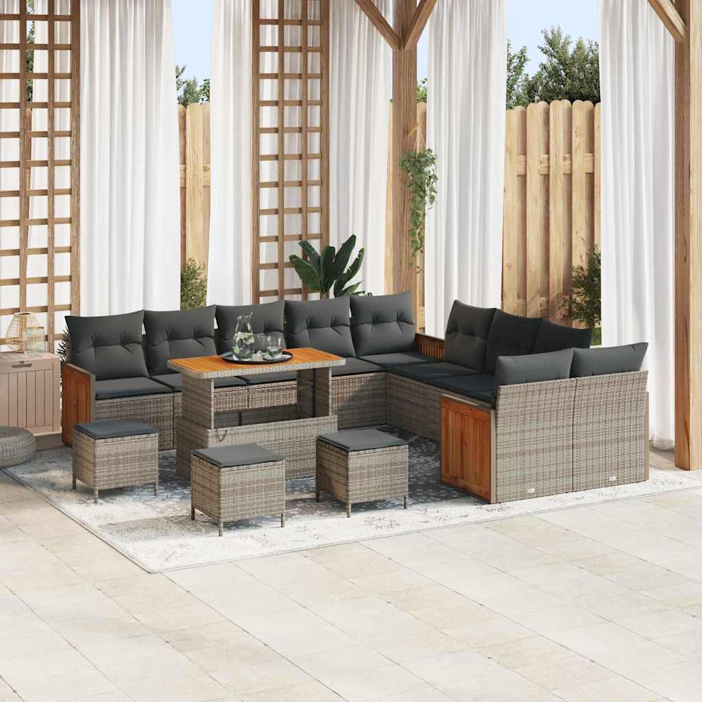 Set Divano da Giardino con cuscino 18 pcs Grigio polyrattan | homemem39