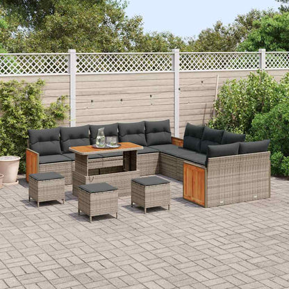 Set Divano da Giardino con cuscino 18 pcs Grigio polyrattan | homemem39