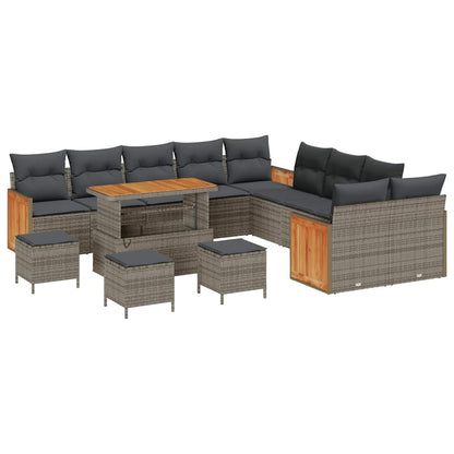 Set Divano da Giardino con cuscino 18 pcs Grigio polyrattan | homemem39