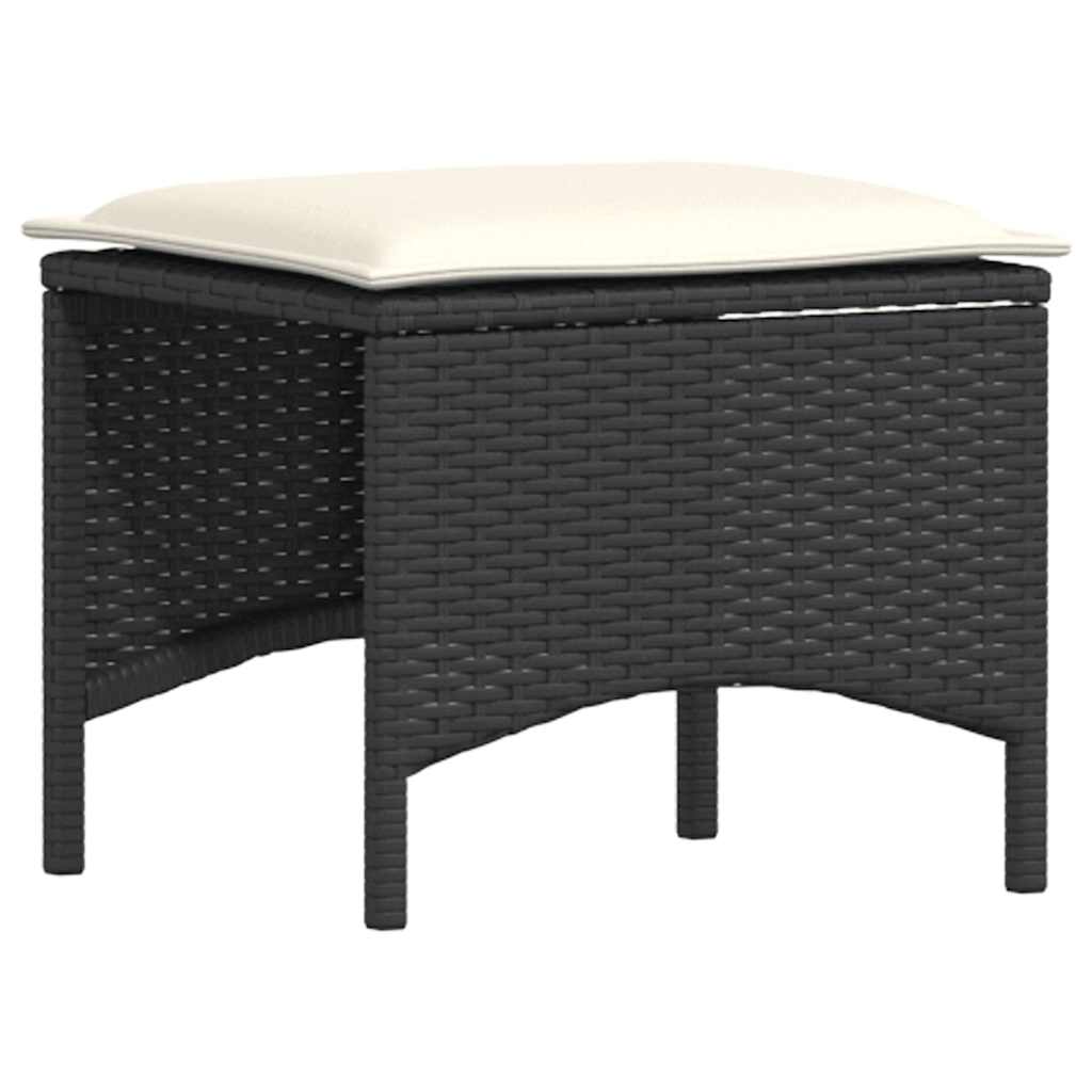 Set Divani da Giardino 4 pz con Cuscini Forma L Polyrattan Nero