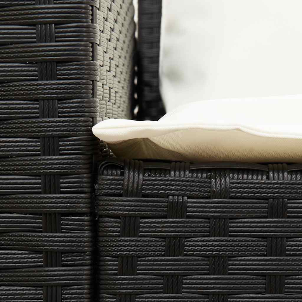 Set Divani da Giardino 4 pz con Cuscini Forma L Polyrattan Nero | homemem39