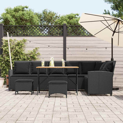 Set Divani da Giardino 4 pz con Cuscini Forma L Polyrattan Nero | homemem39