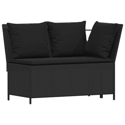 Set Divani da Giardino 4 pz con Cuscini Forma L Polyrattan Nero | homemem39