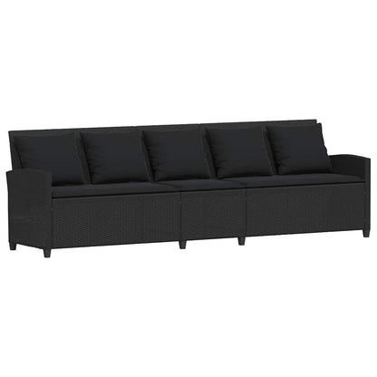 Set Divani da Giardino 4 pz con Cuscini Forma L Polyrattan Nero | homemem39