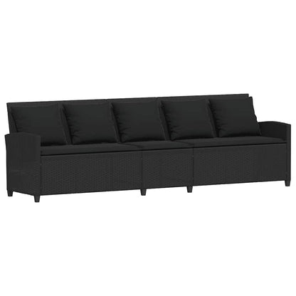 Set Divani da Giardino 4 pz con Cuscini Forma L Polyrattan Nero