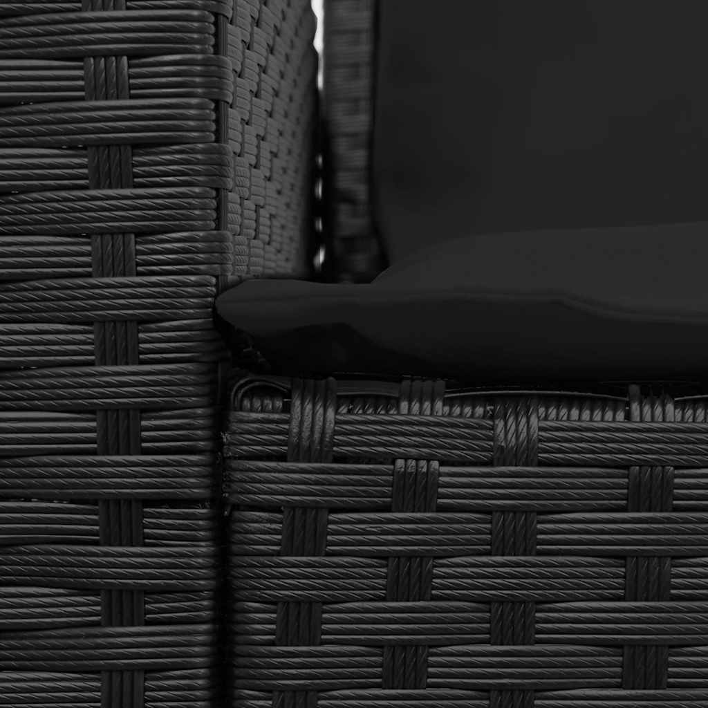 Set Divani da Giardino 4 pz con Cuscini Forma L Polyrattan Nero | homemem39