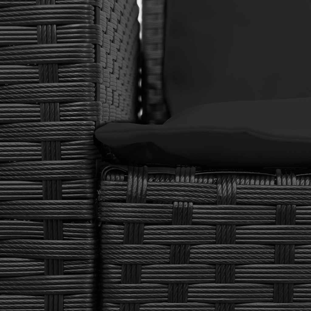 Set Divani da Giardino 4 pz con Cuscini Forma L Polyrattan Nero
