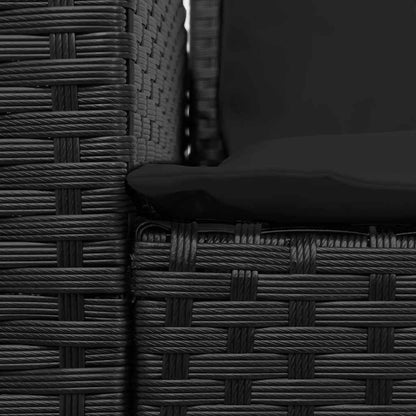 Set Divani da Giardino 4 pz con Cuscini Forma L Polyrattan Nero