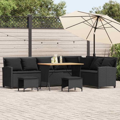Set Divani da Giardino 4 pz con Cuscini Forma L Polyrattan Nero | homemem39