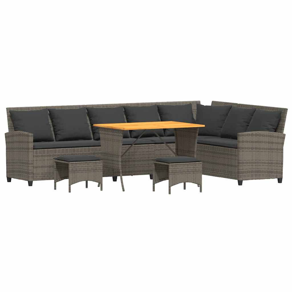 Set Divani da Giardino 4 pz con Cuscini a Forma di L Polyrattan