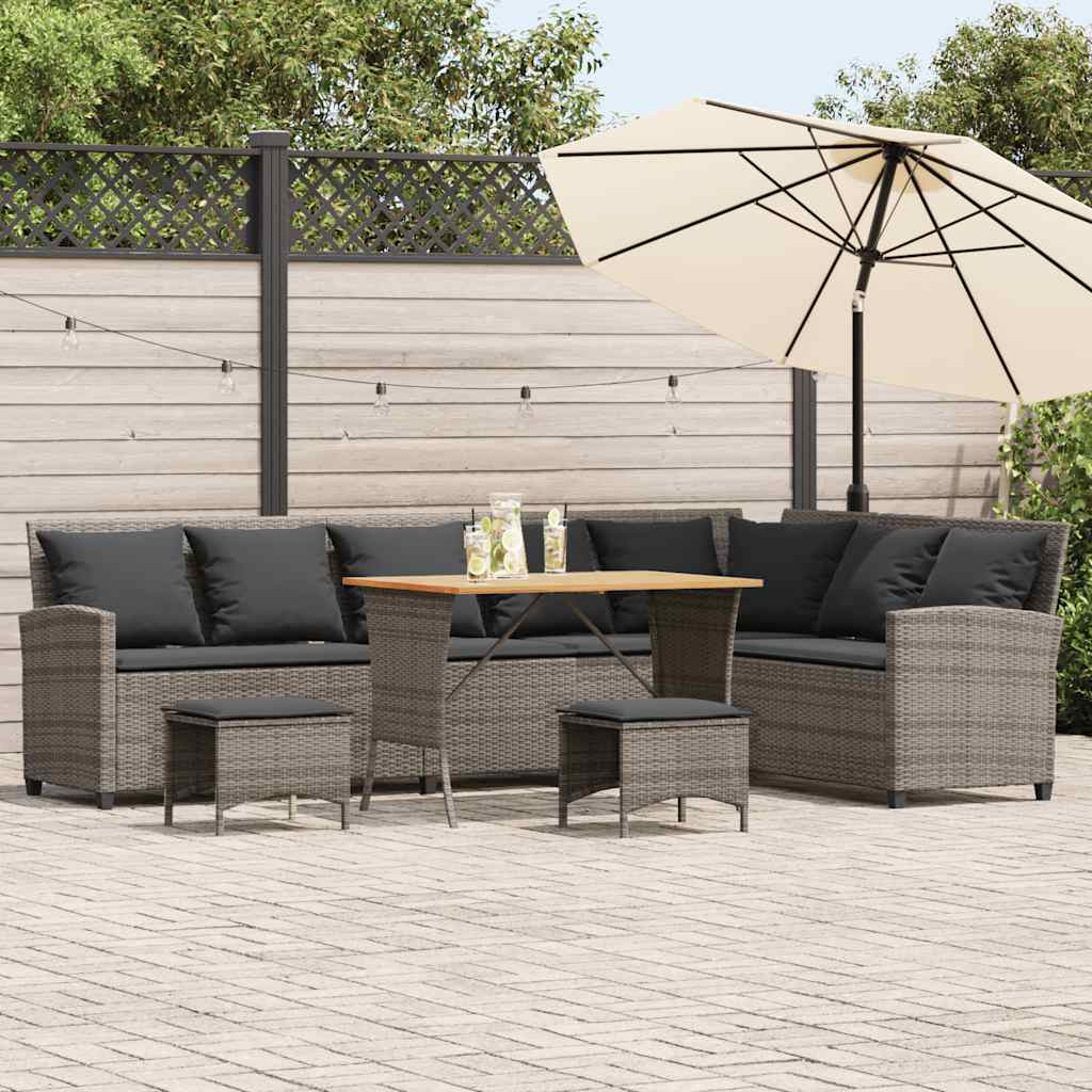Set Divani da Giardino 4 pz con Cuscini a Forma di L Polyrattan