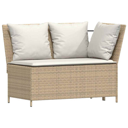 Set Divano da Giardino 4 pz con Cuscini a L Beige in Polyrattan