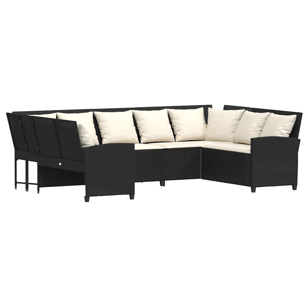 Divano da Giardino con Cuscini in Polyrattan Nero | homemem39