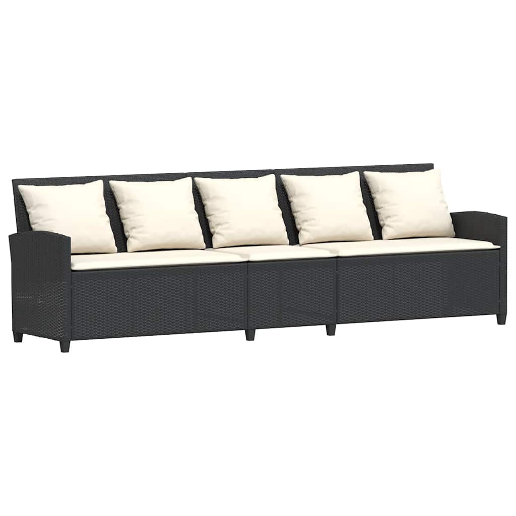 Divano da Giardino con Cuscini in Polyrattan Nero | homemem39
