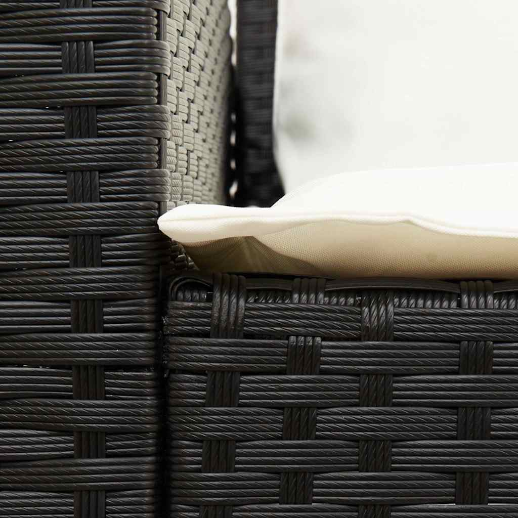 Divano da Giardino con Cuscini in Polyrattan Nero | homemem39