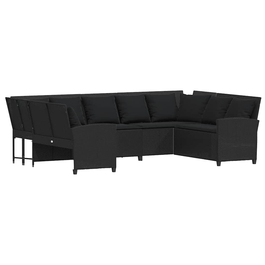 Divano da Giardino con Cuscini in Polyrattan Nero - homemem39