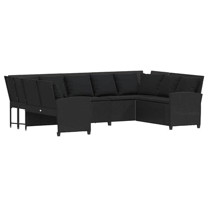 Divano da Giardino con Cuscini in Polyrattan Nero - homemem39