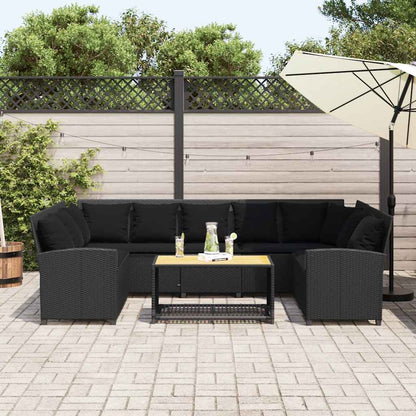 Divano da Giardino con Cuscini in Polyrattan Nero - homemem39