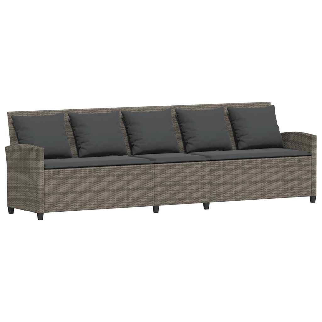Divano da Giardino con Cuscini in Polyrattan Grigio - homemem39
