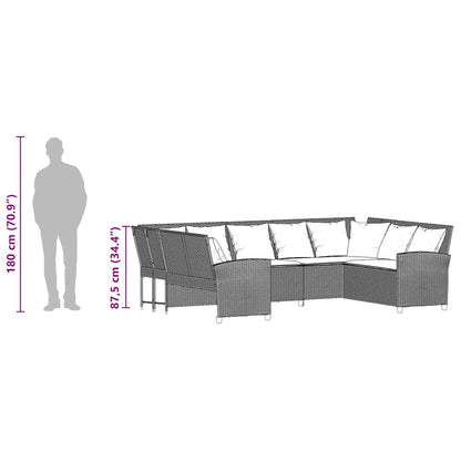 Divano da Giardino con Cuscini in Polyrattan Grigio - homemem39