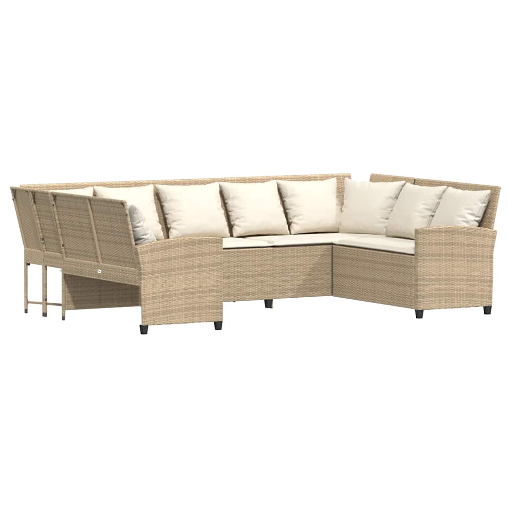 Divano da Giardino con Cuscini in Polyrattan Beige - homemem39