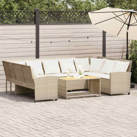 Divano da Giardino con Cuscini in Polyrattan Beige - homemem39
