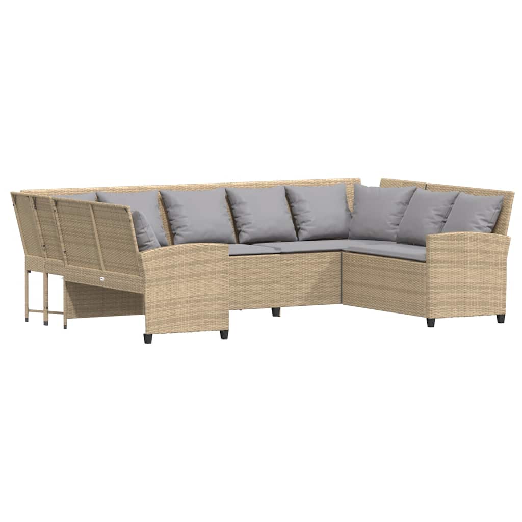 Divano da Giardino con Cuscini in Polyrattan Beige | homemem39