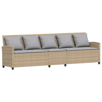 Divano da Giardino con Cuscini in Polyrattan Beige | homemem39