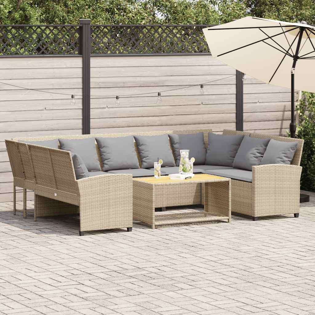 Divano da Giardino con Cuscini in Polyrattan Beige | homemem39