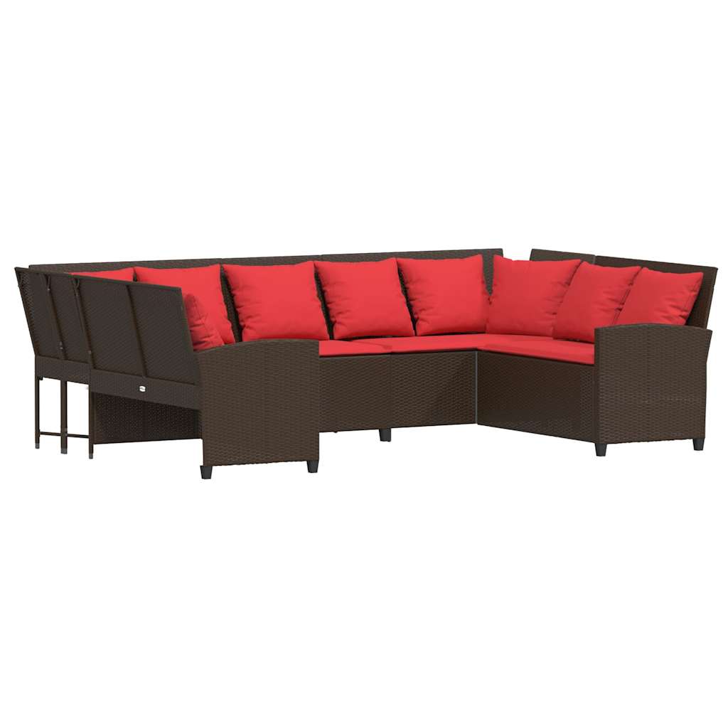 Divano da Giardino con Cuscini in Polyrattan Marrone | homemem39