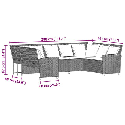 Divano da Giardino con Cuscini in Polyrattan Marrone | homemem39