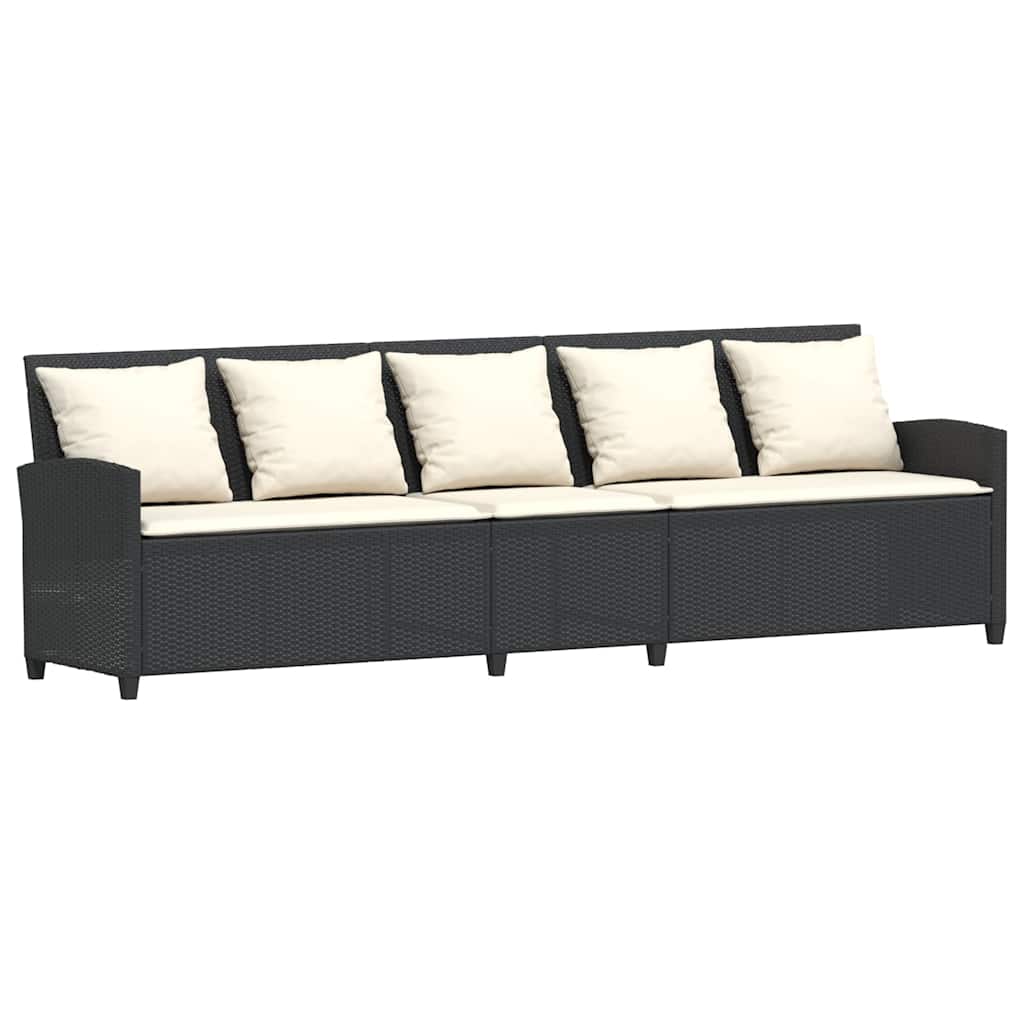 Set Divani da Giardino 4 pz con Cuscini Nero in Polyrattan