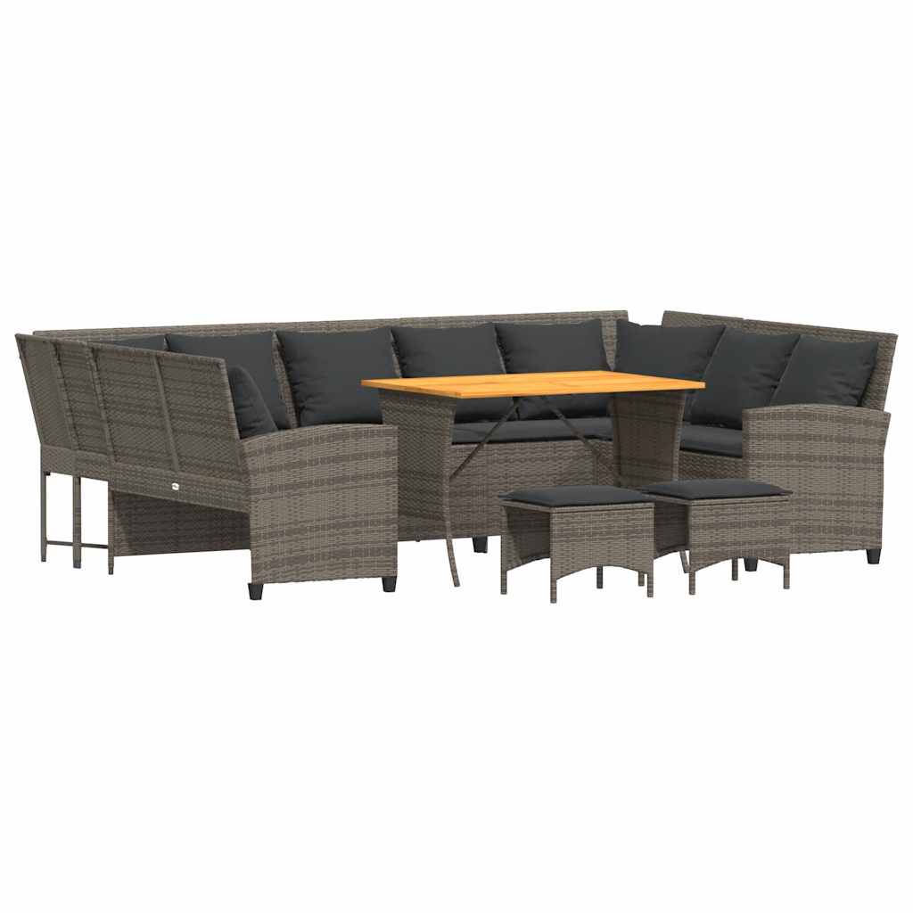 Set Divani da Giardino 4 pz con Cuscini in Polyrattan Grigio - homemem39