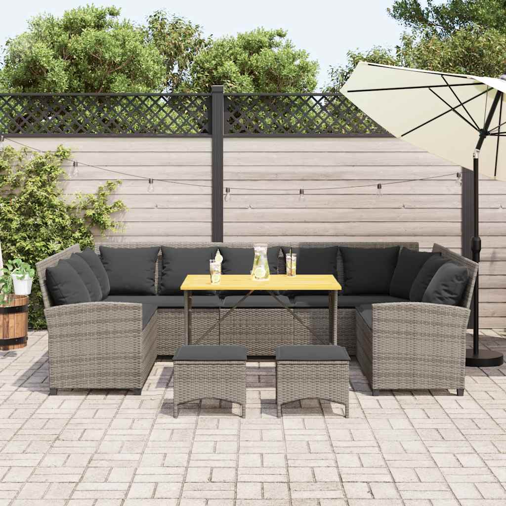 Set Divani da Giardino 4 pz con Cuscini in Polyrattan Grigio - homemem39