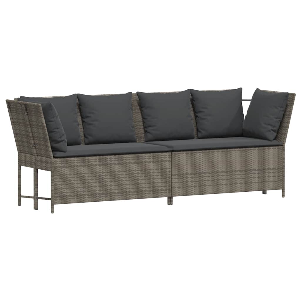 Set Divani da Giardino 4 pz con Cuscini in Polyrattan Grigio - homemem39