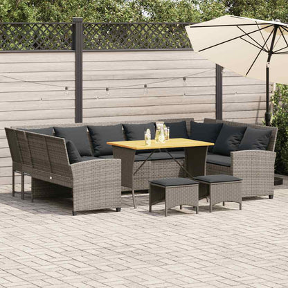 Set Divani da Giardino 4 pz con Cuscini in Polyrattan Grigio - homemem39