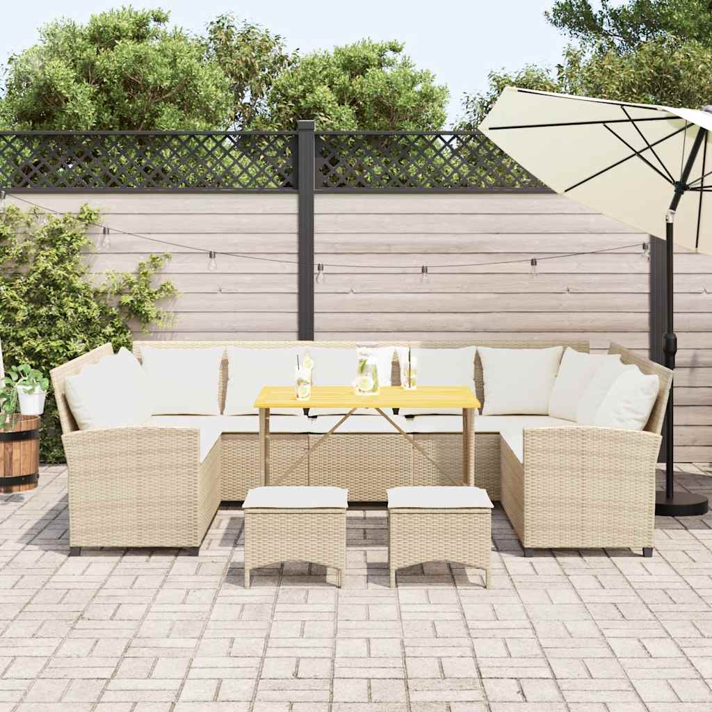Set Divano da Giardino 4 pz con Cuscini Beige in Polyrattan - homemem39