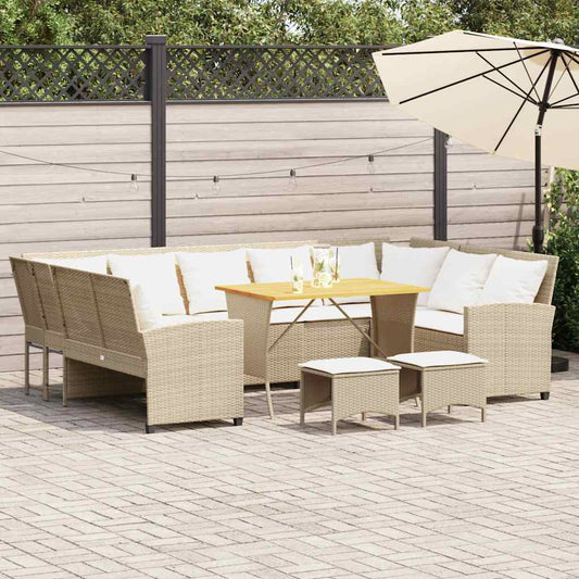 Set Divano da Giardino 4 pz con Cuscini Beige in Polyrattan - homemem39