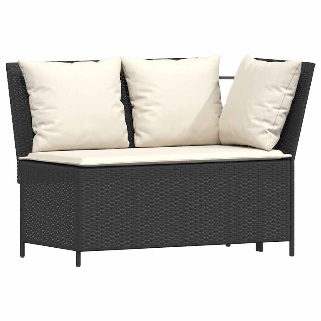 Set Divani da Giardino 3 pz con Cuscini in Polyrattan Nero